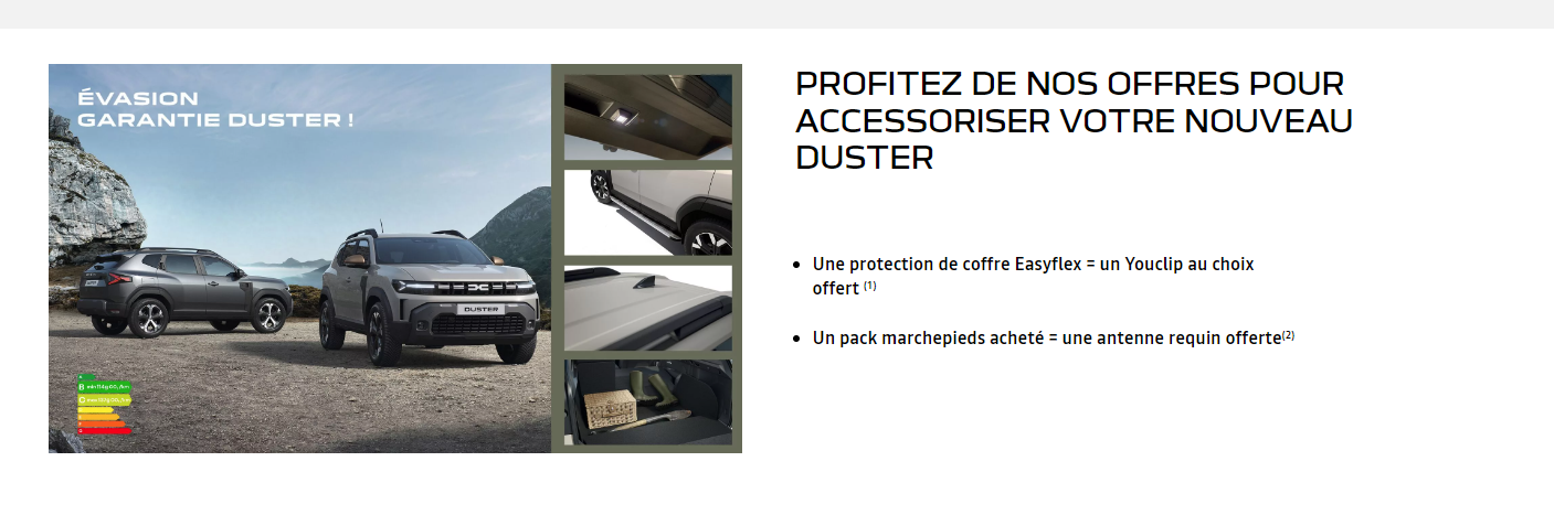 Offre Accesoire Nouveau Duster  Profitez de nos offres pour accessoriser votre Nouveau Duster