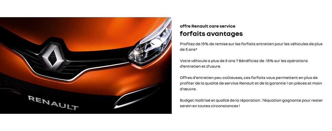 OFFRE RENAULT CARE SERVICE FORFAITS AVANTAGES