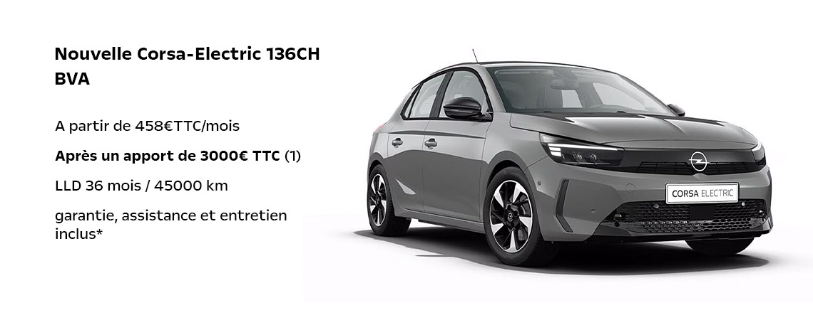 Opel Corsa Electric Édition 136ch BVA A partir de 415 € TTC/mois