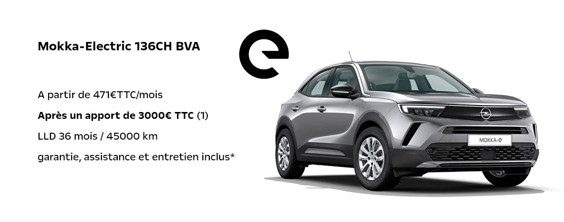 Opel Mokka-Electric 136 CH BVA A partir de 471€TTC/mois