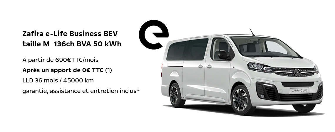 Opel Zafira e- Life Business BEV taille M 136ch BVA 50 kWh A partir de 860€TTC/mois