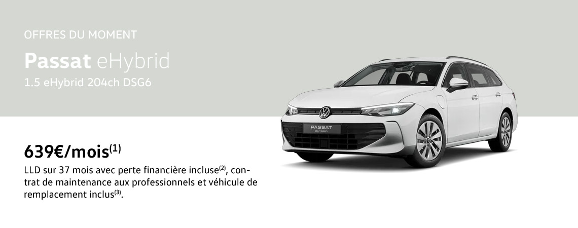 Passat eHybrid 1.5 eHybrid 204ch DSG6 à partir de 639€/mois