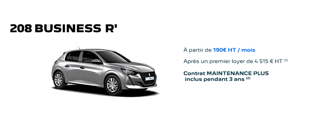 Peugeot 208 BUSINESS R' crédit bail à partir de 190€ HT/mois