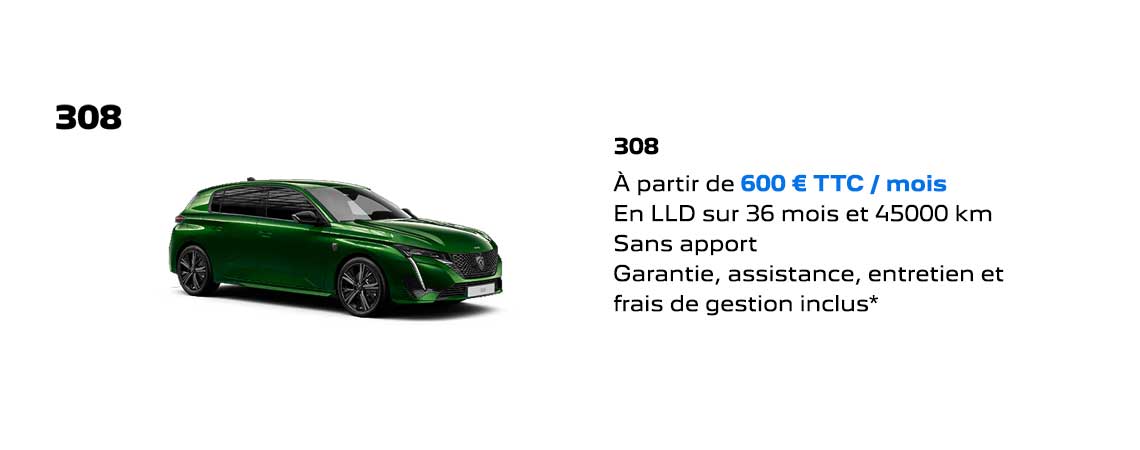 PEUGEOT 308 HYBRIDE RECHARGEABLE À PARTIR DE 600 €/mois