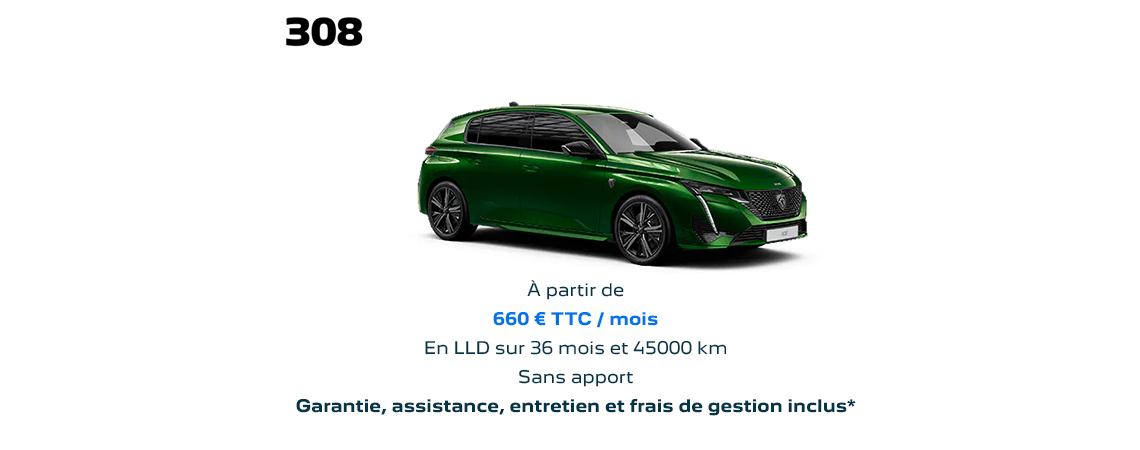 PEUGEOT 308 HYBRIDE RECHARGEABLE À PARTIR DE 660 € TTC/mois