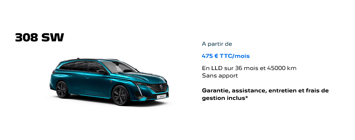 PEUGEOT 308 SW HYBRIDE À PARTIR DE 475 € TTC/mois 