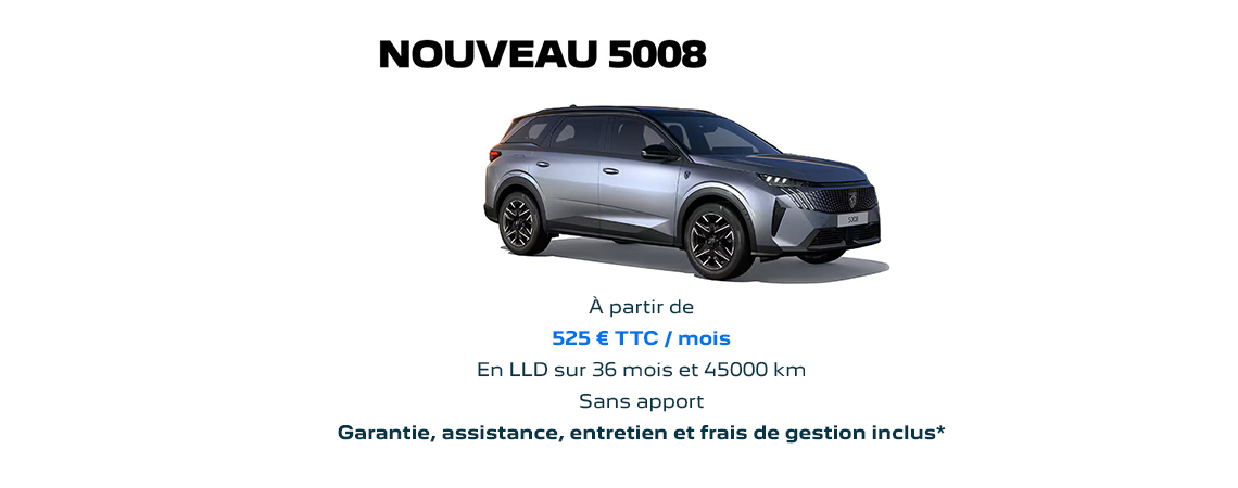 PEUGEOT 5008 HYBRIDE À PARTIR DE  525 € TTC/mois