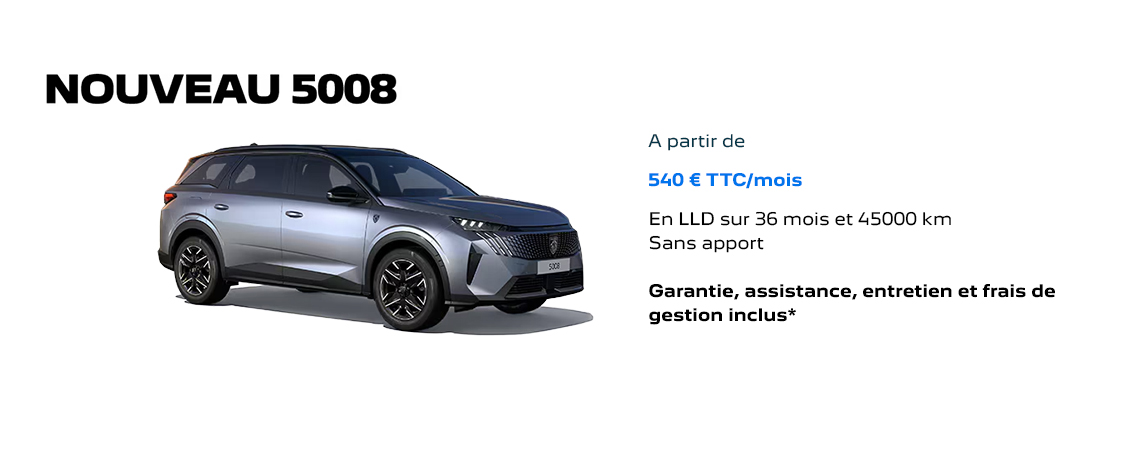 PEUGEOT 5008 HYBRIDE À PARTIR DE 540 € TTC/mois 