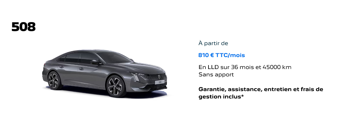 PEUGEOT 508 HYBRIDE RECHARGEABLE À PARTIR DE 810 € TTC/mois 