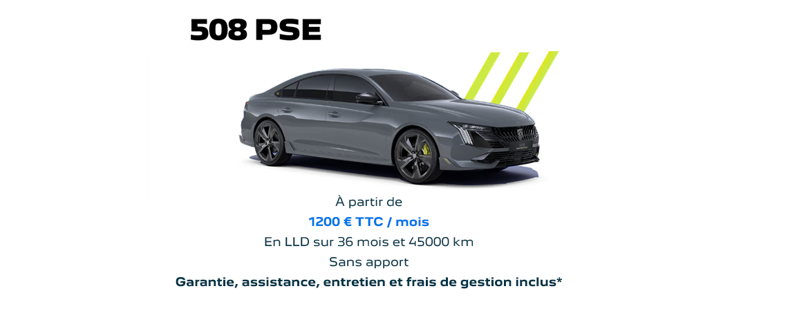 PEUGEOT 508 PSE HYBRIDE RECHARGEABLE À PARTIR DE 1200 € TTC/mois