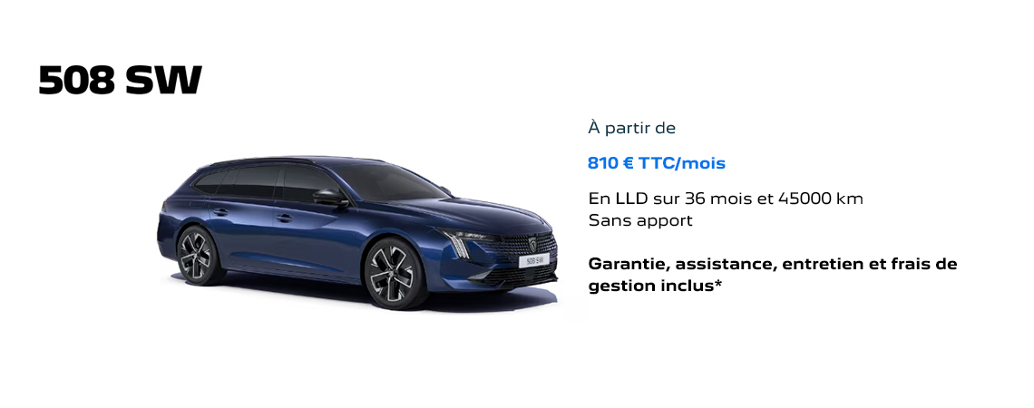 PEUGEOT 508 SW HYBRIDE RECHARGEABLE À PARTIR DE 810 € TTC/mois 