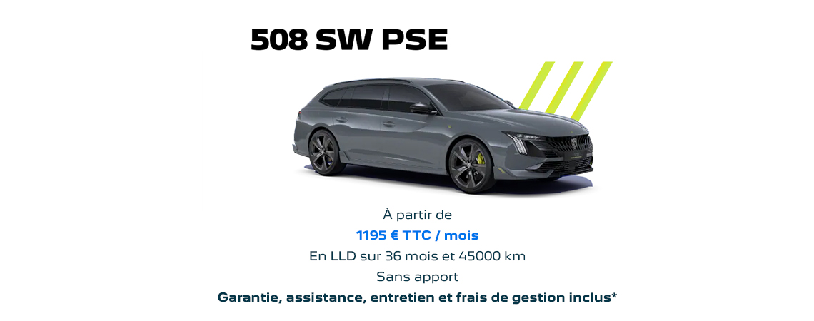 PEUGEOT 508 SW PSE HYBRIDE RECHARGEABLE À PARTIR DE 1195 € TTC/mois