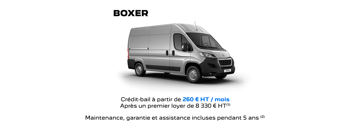 PEUGEOT BOXER Crédit-bail à partir de 260 € HT / mois  