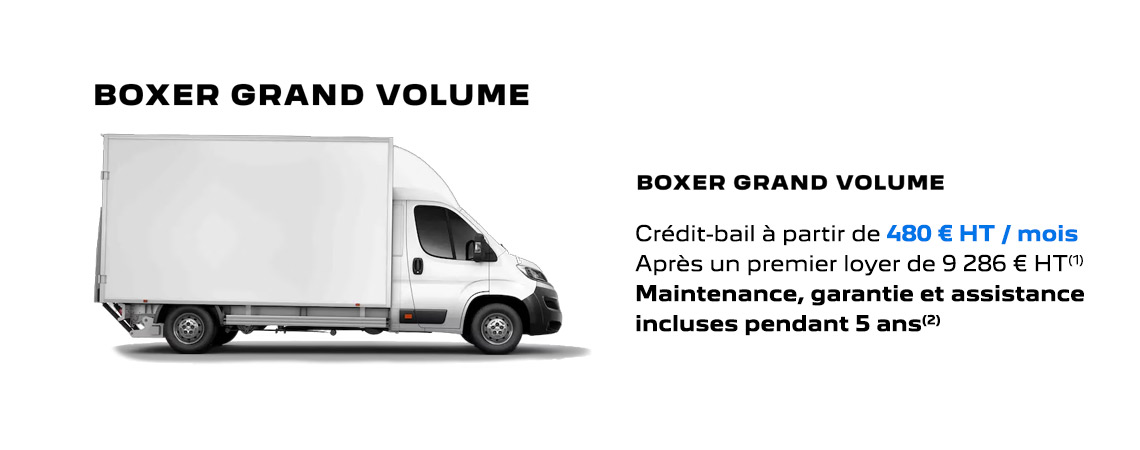 PEUGEOT BOXER GRAND VOLUME Crédit-bail à partir de 480 € HT / mois