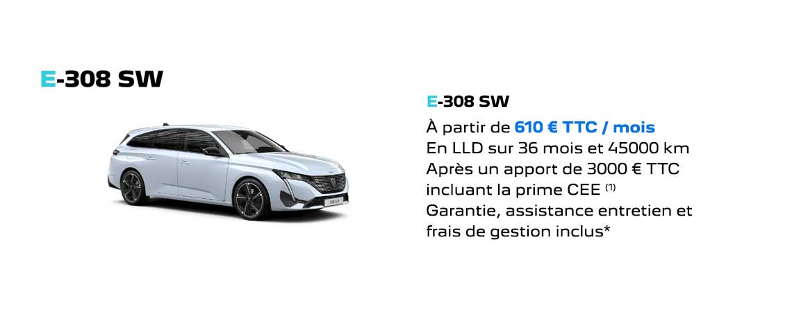 PEUGEOT E-308 SW ÉLECTRIQUE À PARTIR DE 610 €/mois