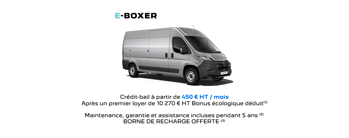 PEUGEOT e-BOXER Crédit-bail à partir de 450 € HT / mois