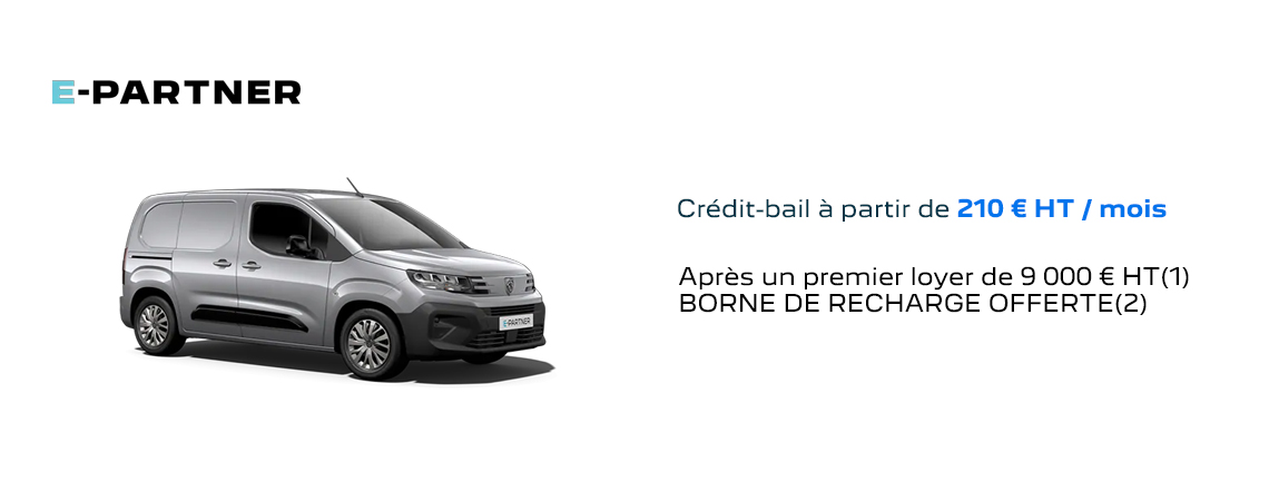 PEUGEOT e-PARTNER Crédit-bail à partir de 210 € HT / mois