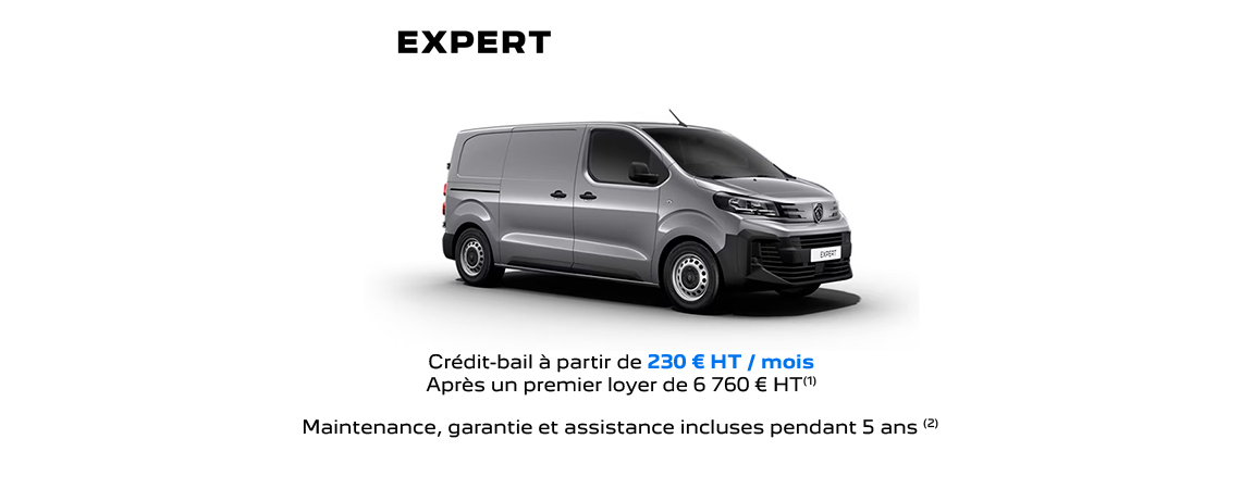 PEUGEOT EXPERT Crédit-bail à partir de 230 € HT / mois