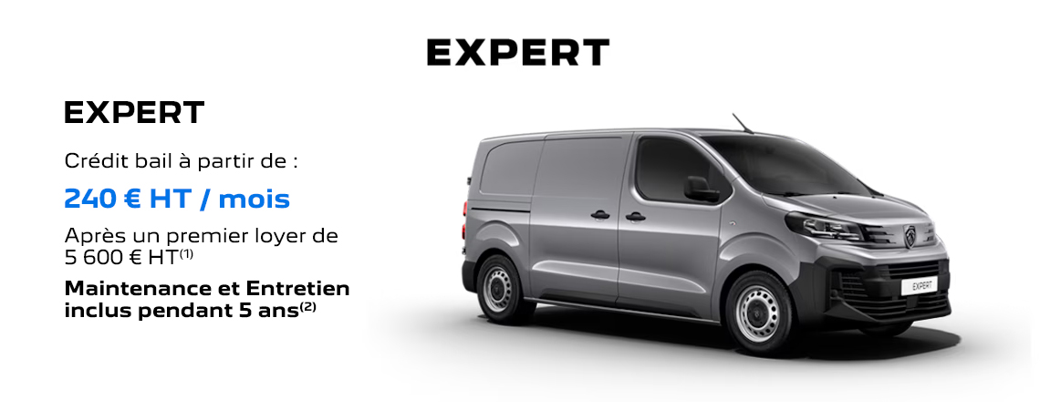 PEUGEOT EXPERT Crédit-bail à partir de 240 € HT / mois