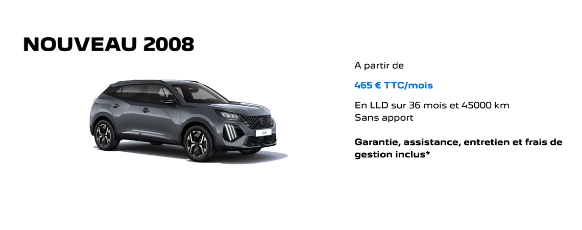 PEUGEOT NOUVEAU 2008 HYBRIDE À PARTIR DE 465 € TTC/mois 