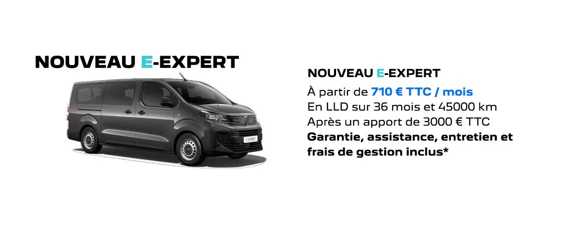 PEUGEOT NOUVEAU E-EXPERT À PARTIR DE 715 € TTC/mois