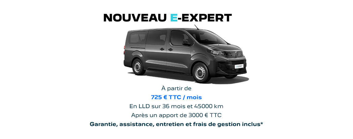 PEUGEOT NOUVEAU E-EXPERT À PARTIR DE 725 € TTC/mois