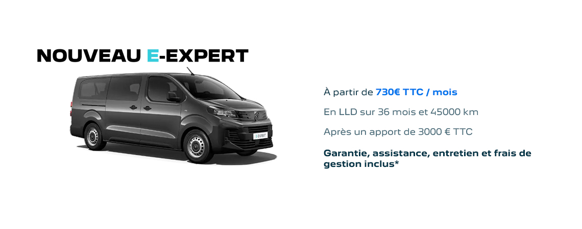 Peugeot  Nouveau e-Expert à partir de 725 € TTC par mois