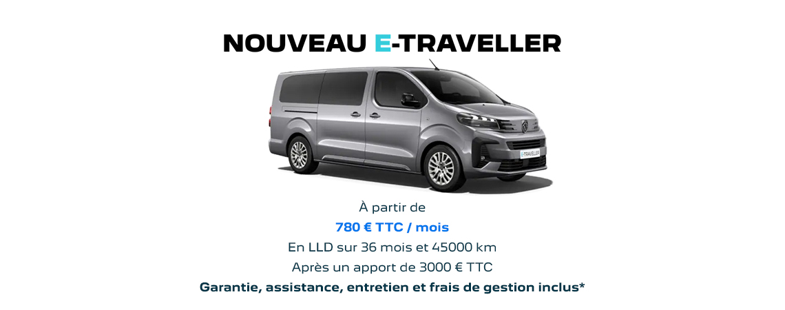 PEUGEOT NOUVEAU E-TRAVELLER À PARTIR DE 780 € TTC/mois