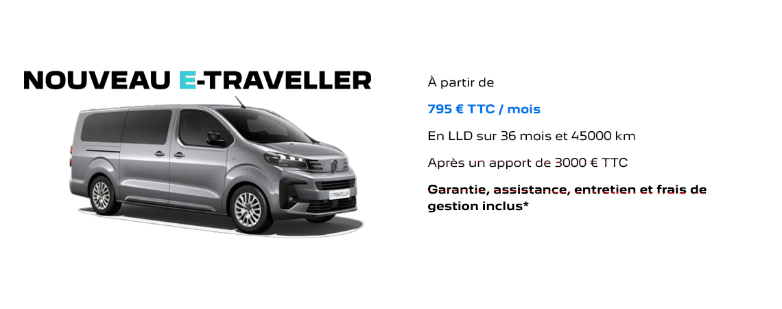 PEUGEOT NOUVEAU E-TRAVELLER À PARTIR DE 795 € TTC/mois