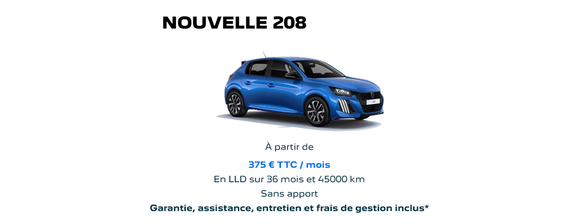 PEUGEOT NOUVELLE 208 HYBRIDE À PARTIR DE 375 € TTC/mois 