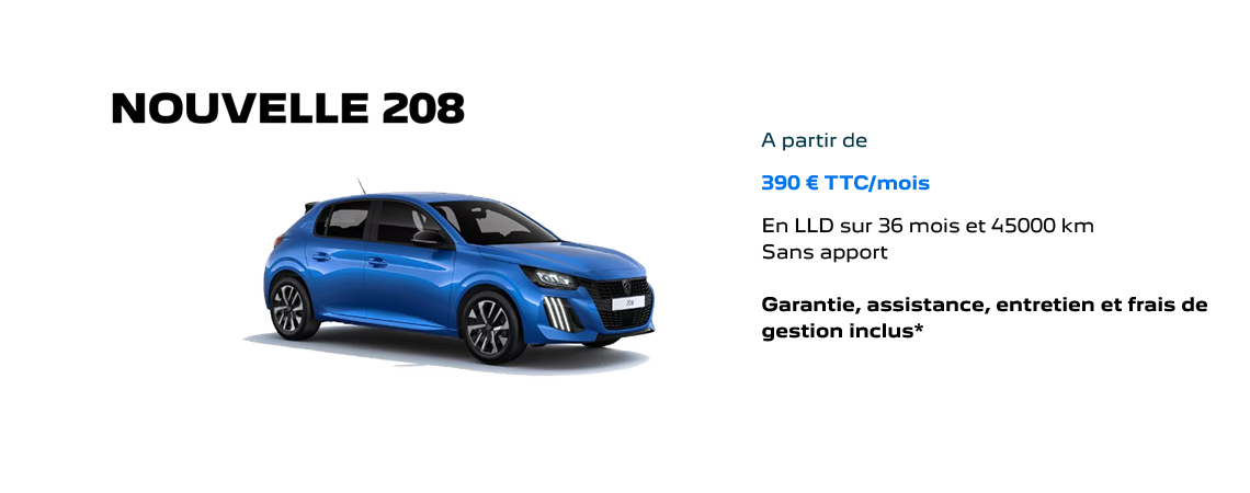 PEUGEOT NOUVELLE 208 HYBRIDE À PARTIR DE 375 € TTC/mois 