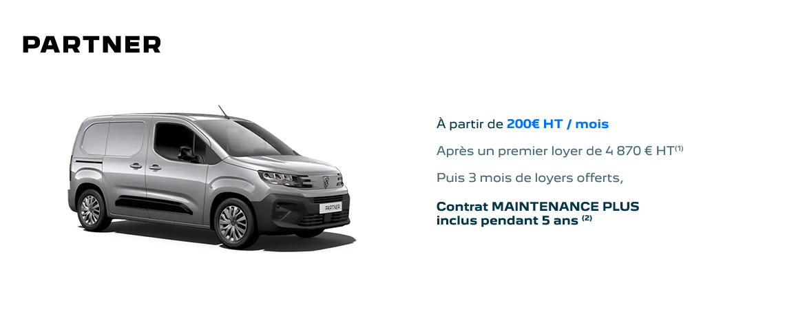 Peugeot Partner à partir de 200€ HT/mois