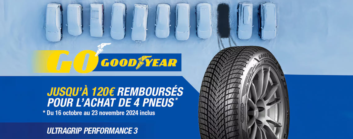 Pneus Goodyear : Jusqu’à 120 € remboursés par virement bancaire