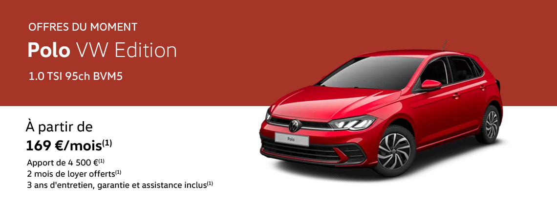 Polo VW Edition 1.0 TSI 95ch BVM5 À partir de 169 €/mois