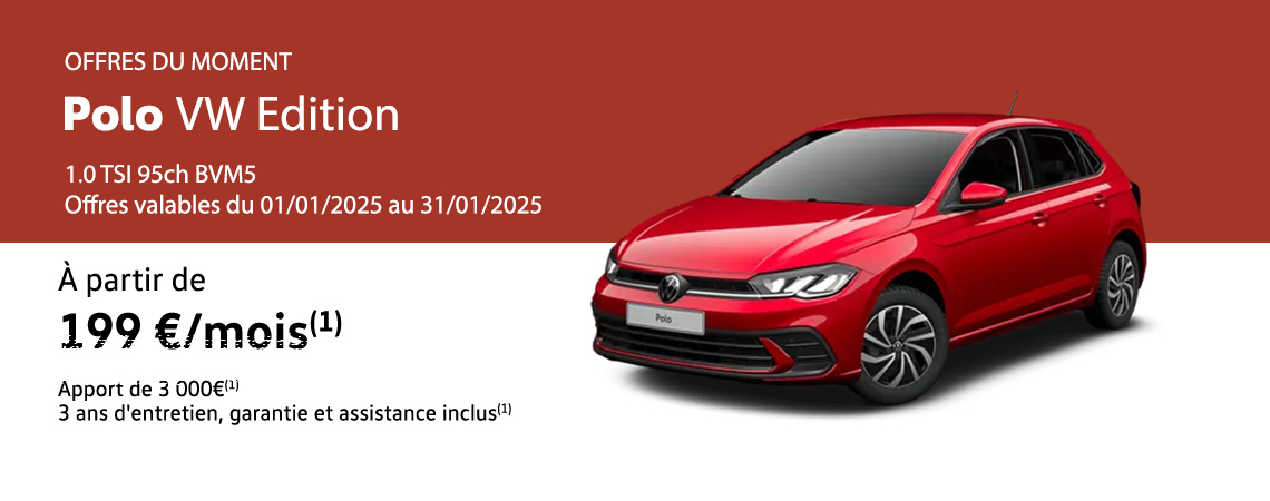 Polo VW Edition 1.0 TSI 95ch BVM5 À partir de 199 €/mois