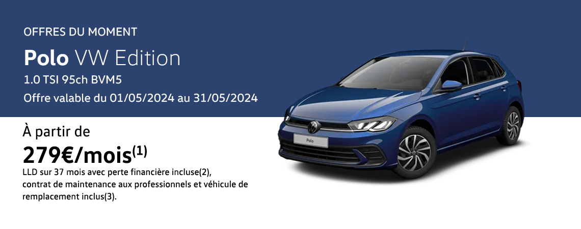 Polo VW Edition 1.0 TSI 95ch BVM5 À partir de 279€/mois