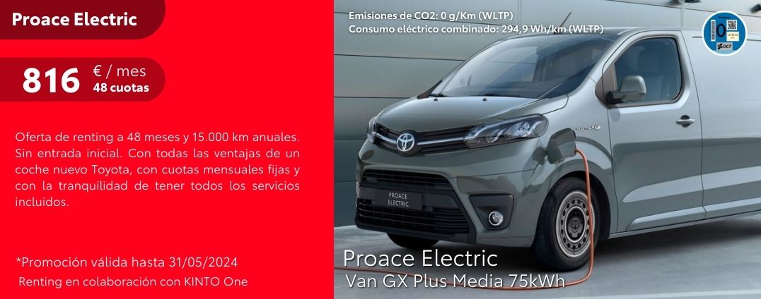Proace Electric Van GX Plus Media 75kWh 816€/mes*