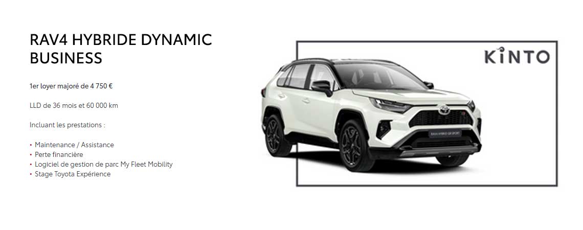 RAV4 HYBRIDE DYNAMIC BUSINESS À partir de 520 €/Mois