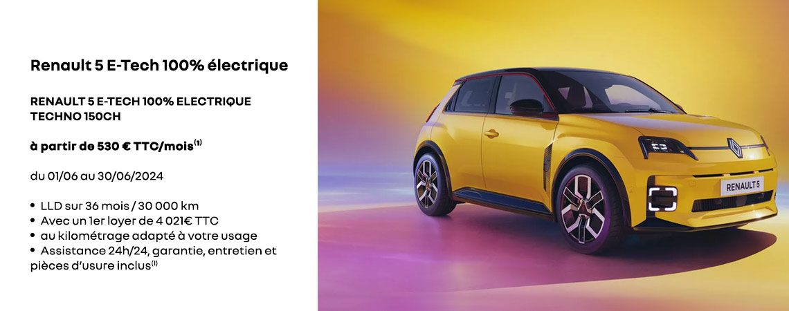 Renault 5 E-Tech 100% électrique à partir de 530€/mois