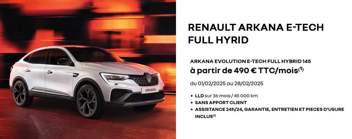 Renault Arkana E-Tech full hybrid à partir de 520 € TTC/mois