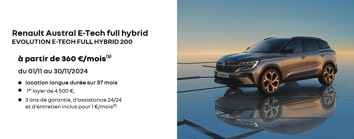 Renault Austral E-Tech full hybrid à partir de 360 €/mois