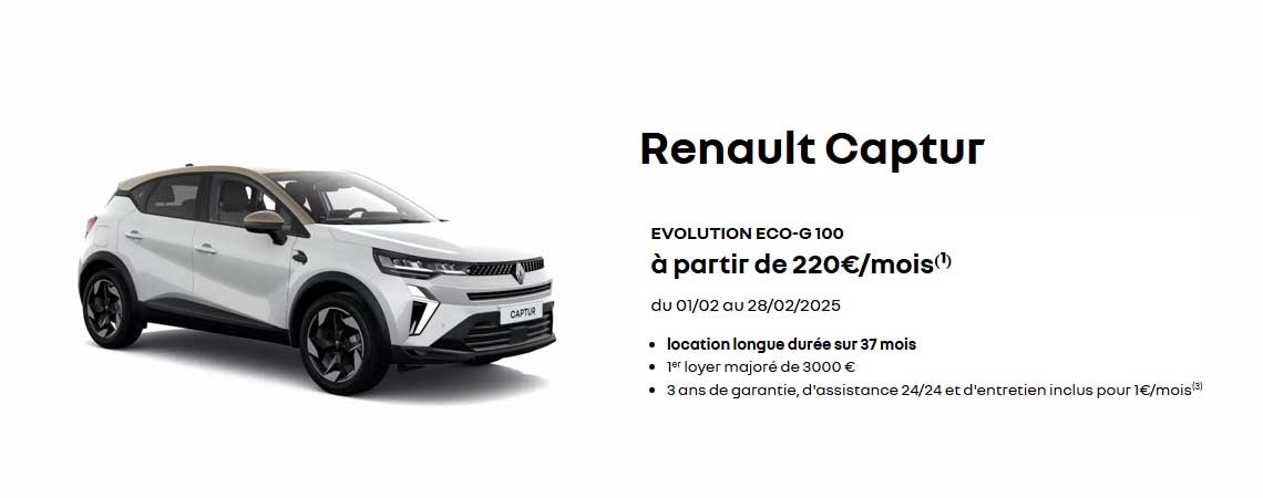 Renault Captur à partir de 220 €/mois