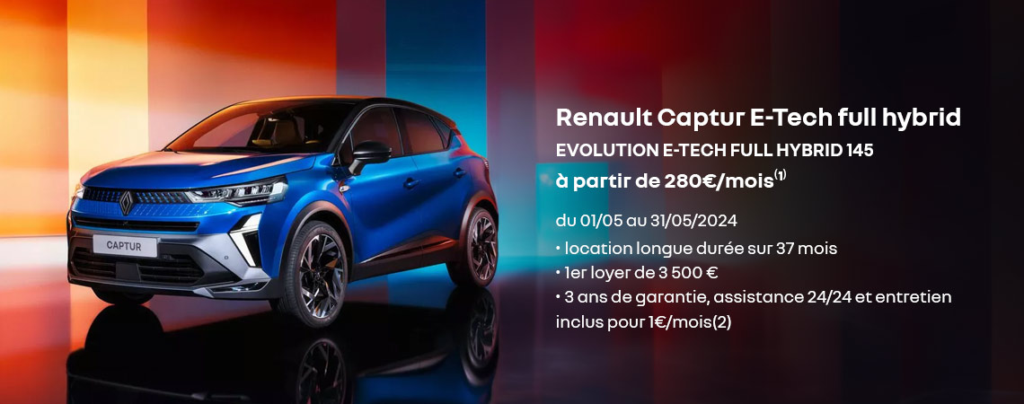 Renault Captur E-Tech Full hybrid à partir de 280€/mois