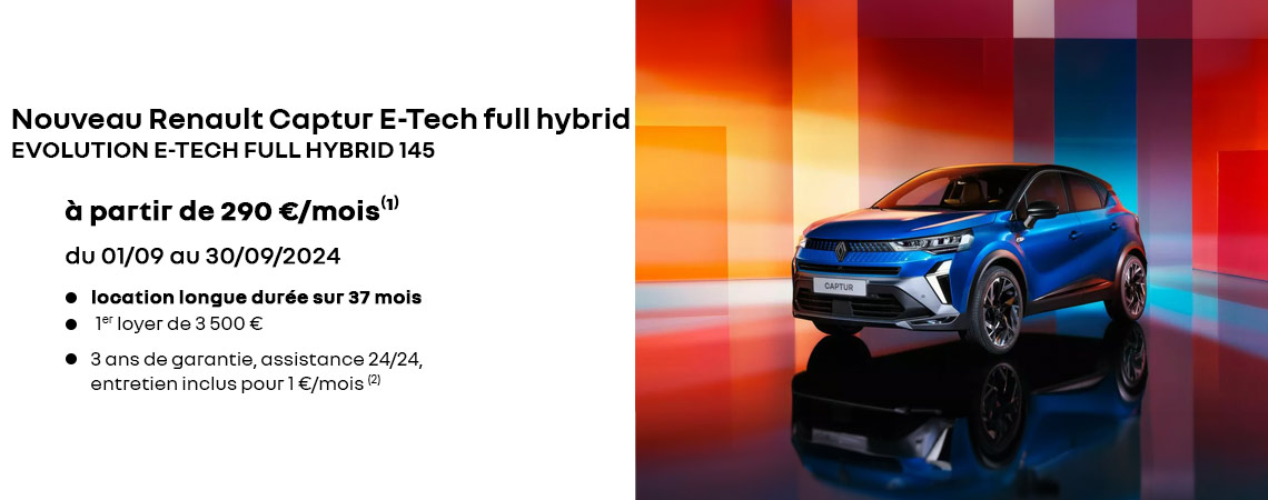 Renault Captur E-Tech Full hybrid à partir de 290 €/mois