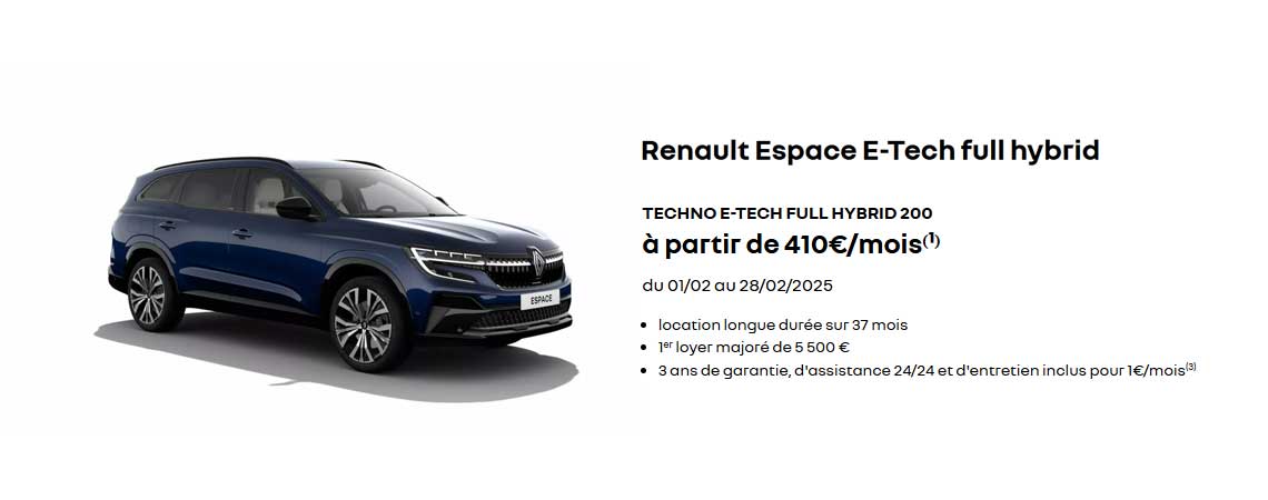 Renault Espace E-Tech full hybrid à partir de 410 €/mois