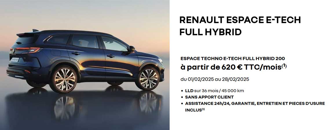 Renault Espace E-Tech full hybrid à partir de 650 € TTC/mois