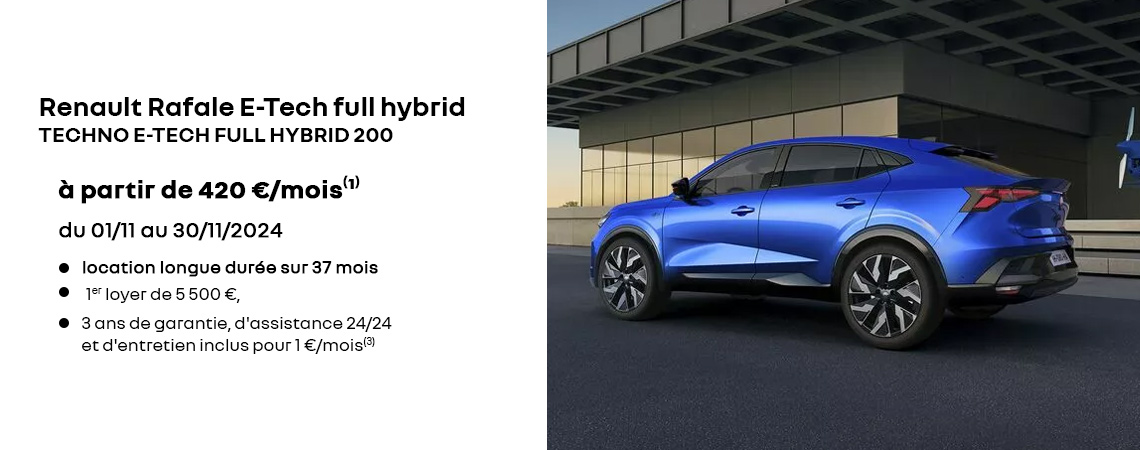 Renault Rafale E-Tech full hybrid à partir de 420 €/mois