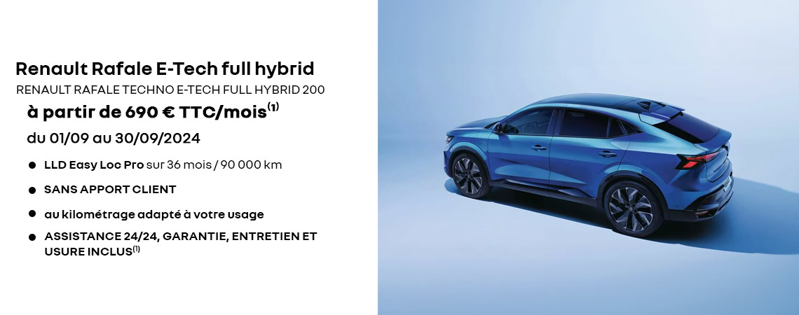 Renault Rafale E-Tech full hybrid à partir de 690 € TTC/mois