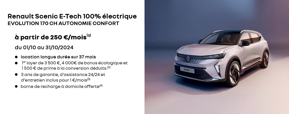 Renault Scenic E-Tech 100% électrique à partir de 250 €/mois