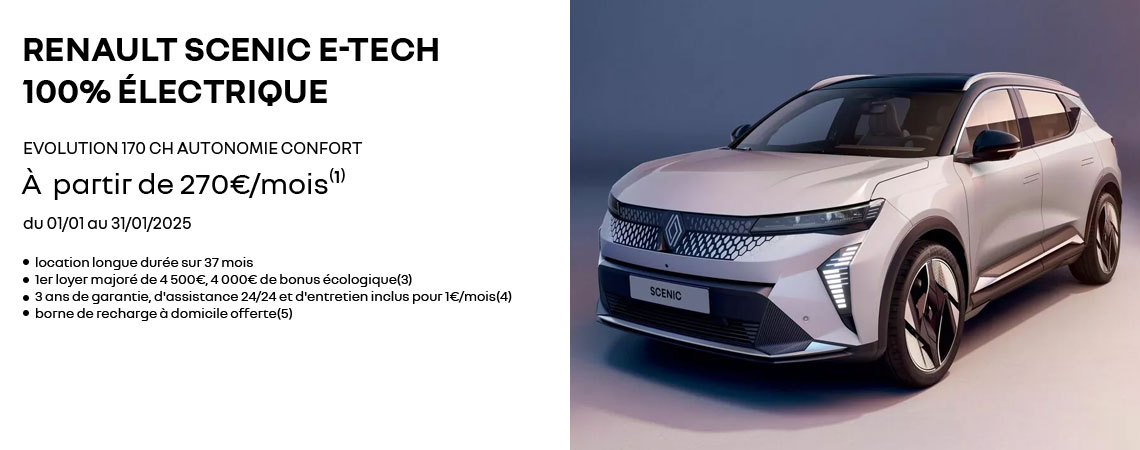 Renault Scenic E-Tech 100% électrique à partir de 270 €/mois